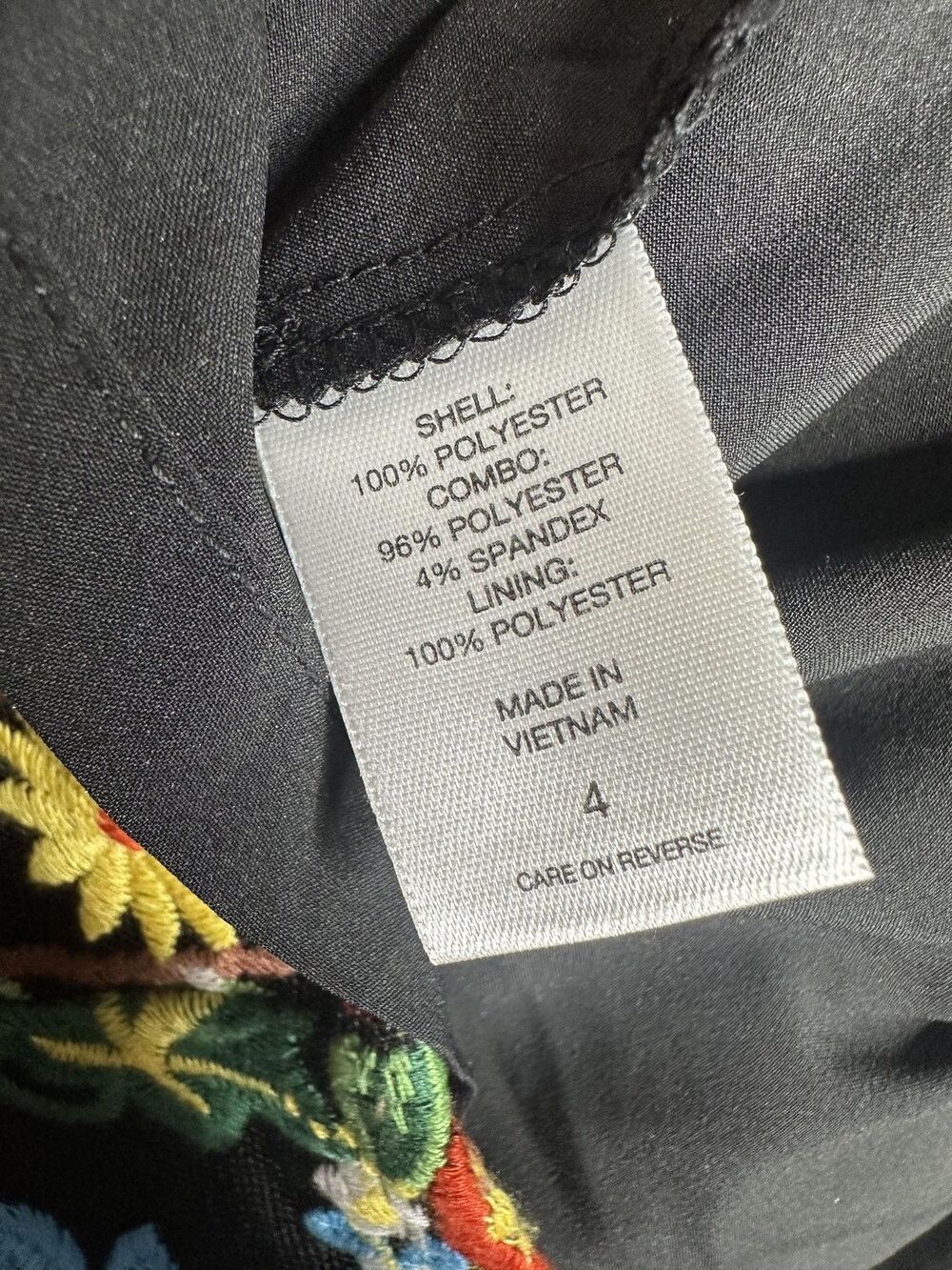 New York & Company Dress Womens 4 Black Floral Embroidered Sheath Short Sleeve - Picture 5 of 8
